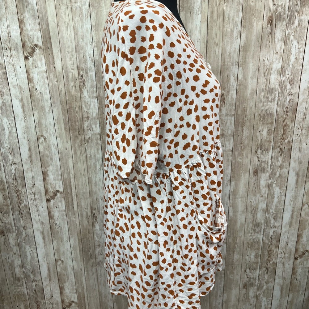 Orange and White Buttoned‎ Peplum Tunic - Picture 4 of 7
